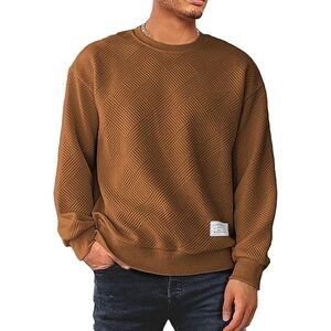 Men's Geometric Crewneck Sweater - Brown